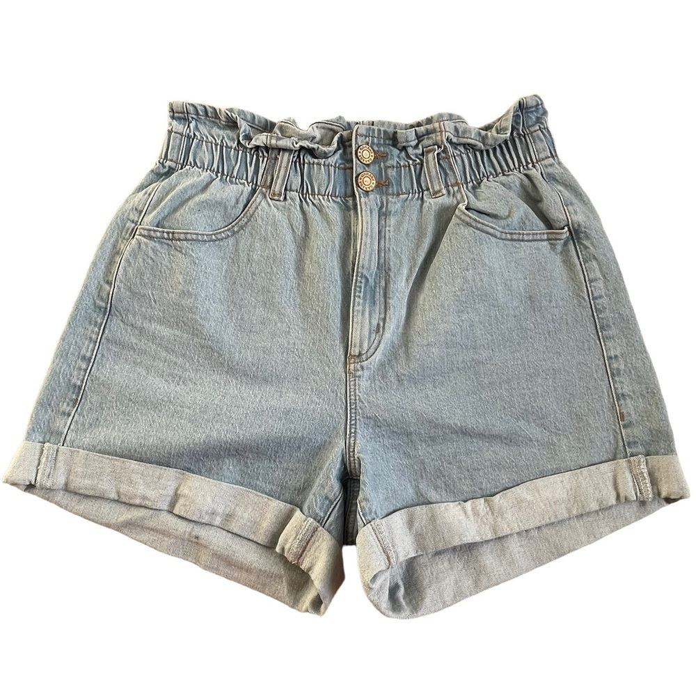 Garage Women’s Paperbag Waist Blue Denim High Waist Shorts Size 9/29 Cuffed